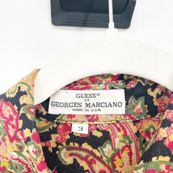 Guess by Georges Marciano Womens VTG Vintage 80s Psychedelic Paisley Shirt 3 - Picture 3 of 8